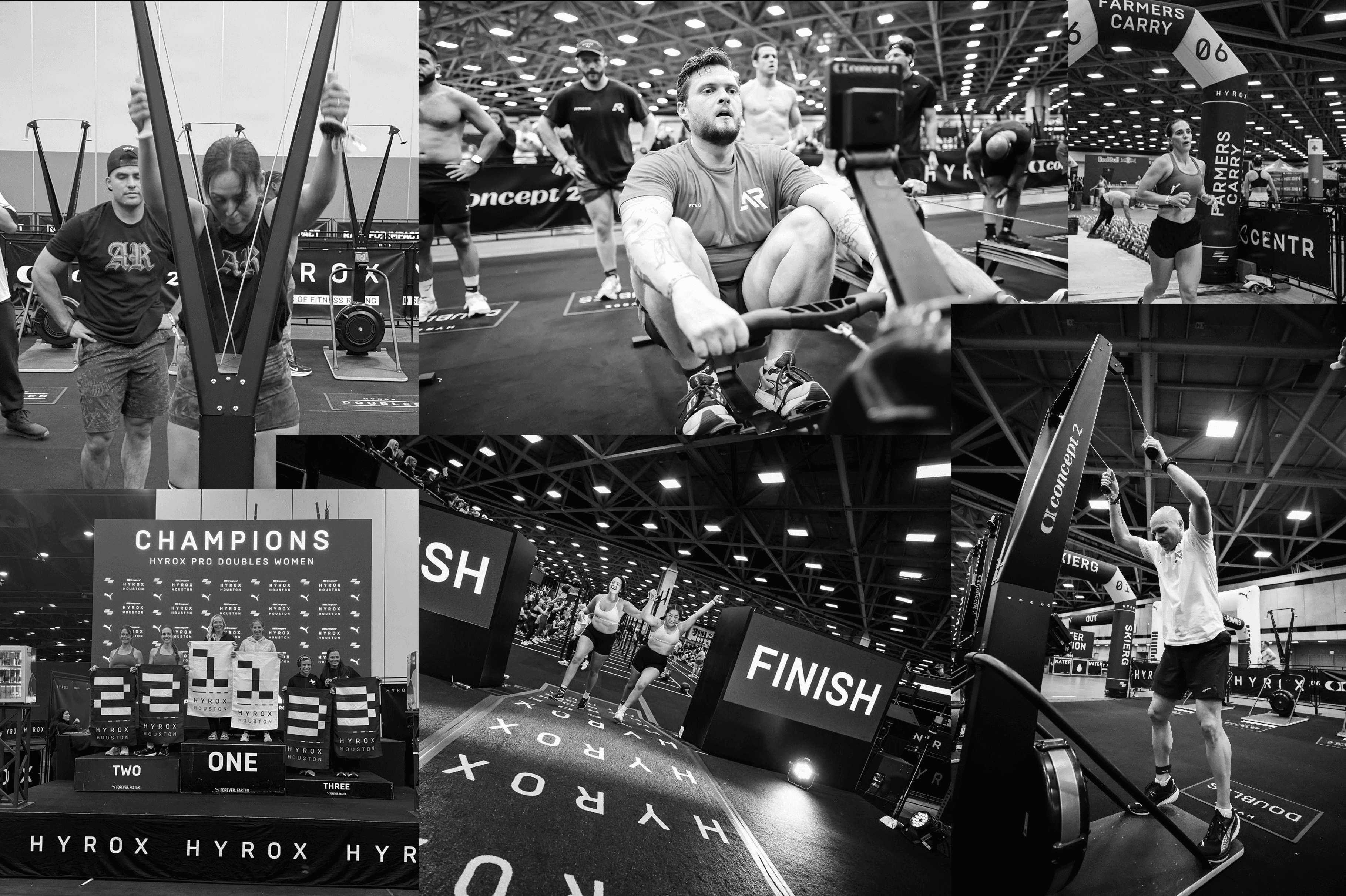 HYROX athletes training across race stations